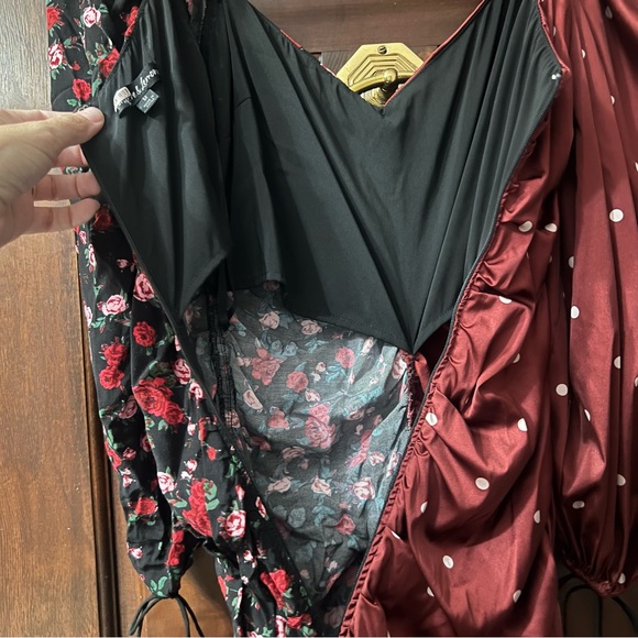 For Love and Lemons Cher Ruched Mini Dress Floral Polka Dot Medium - Picture 14 of 15